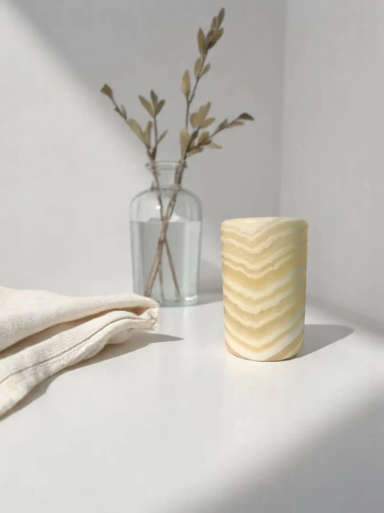 Candlesticks and candle holders - Candle holder Kara Set of 2 - Alabaster Stone - handcrafted ecological - MAISON ZOE