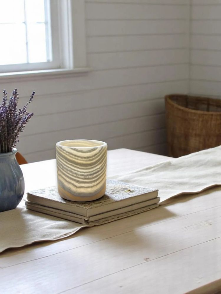 Candlesticks and candle holders - Candle holder Kara Set of 2 - Alabaster Stone - handcrafted ecological - MAISON ZOE