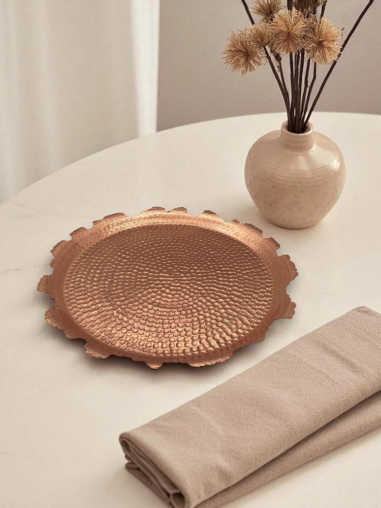 Accessoires thé et café - Plateau de service Turin - cuivre rouge - martelé - 3 finitions dispon - MAISON ZOE