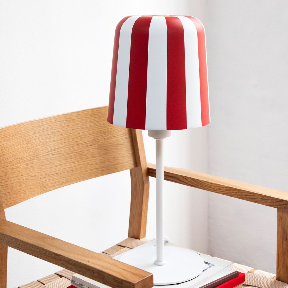 Lampes de bureau  - Lampe de table grise à rayures rouges foncées - DYBERG LARSEN