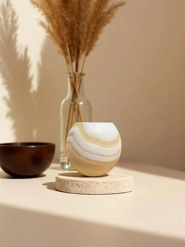 Candlesticks and candle holders - Candle Holder Luxy Alabaster Stone – Crafted Elegant Design - tealight - MAISON ZOE