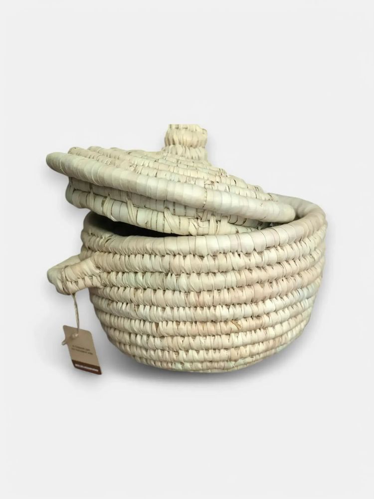 Storage boxes - Wilery Straw Basket – Handwoven with Colorful Wool Accents -Sustainble - MAISON ZOE