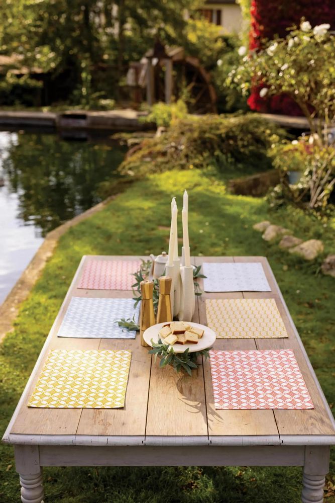 Nappes - Set de table enduit Fatou recyclé Corail 33 x 48 - MAISON VIVARAISE - SDE VIVARAISE WINKLER