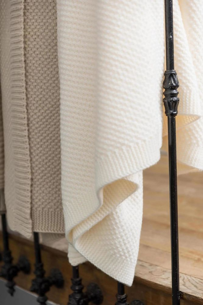 Throw blankets - Recycled Knit Throw Danilo Ivoire 130 X 160 - MAISON VIVARAISE - SDE VIVARAISE WINKLER