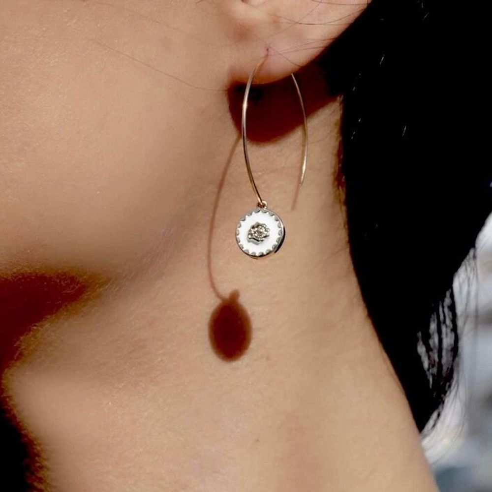 Bijoux - Bague PO Rose Emaillée blanche - ATELIER J.FB FRANCE