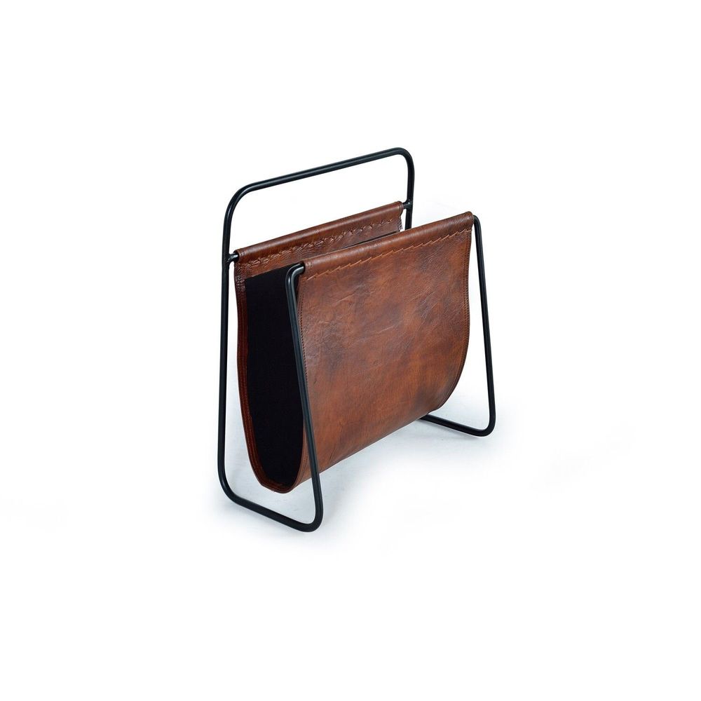 Caskets and boxes - Leather and metal magazine rack - GINER Y COLOMER