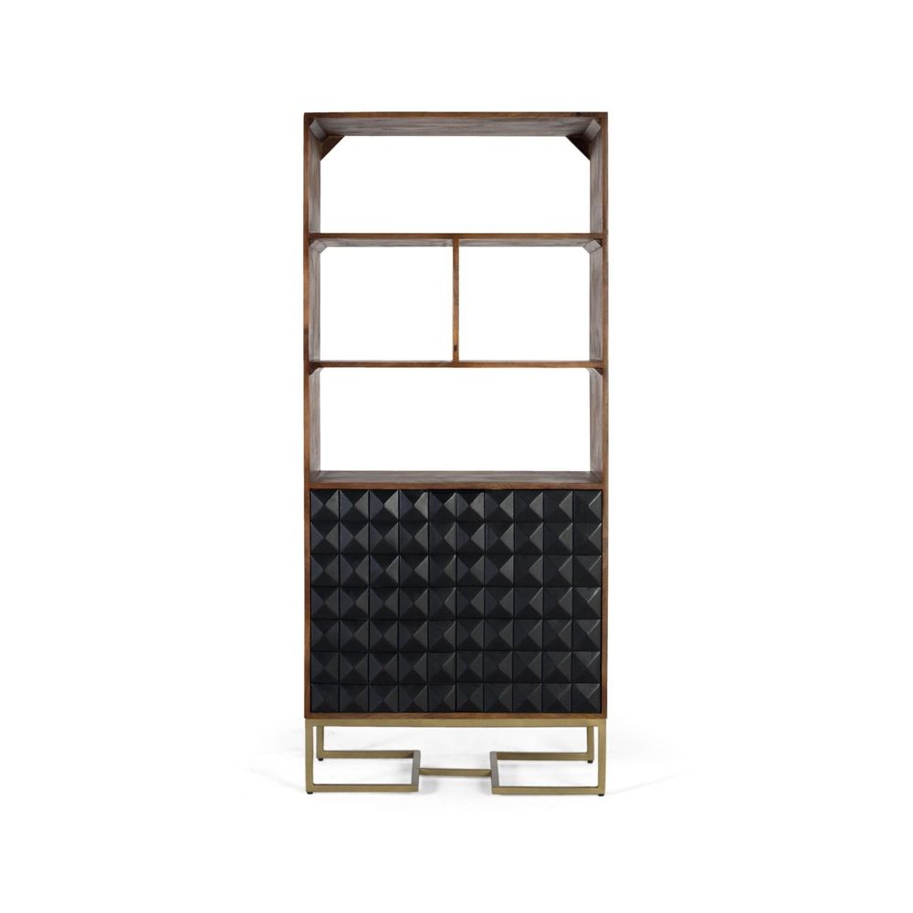 Bookshelves - Handcrafted mango wood bookcase with gilded legs - GINER Y COLOMER
