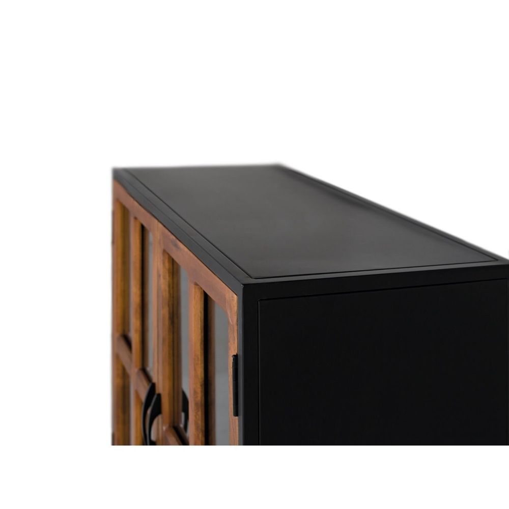 Sideboards - Sideboard with 2 glass doors and black metal structure - GINER Y COLOMER