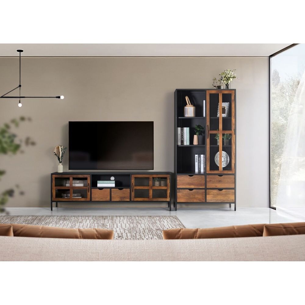 TV stands - TV cabinet with 2 doors and 2 handmade glass drawers - GINER Y COLOMER