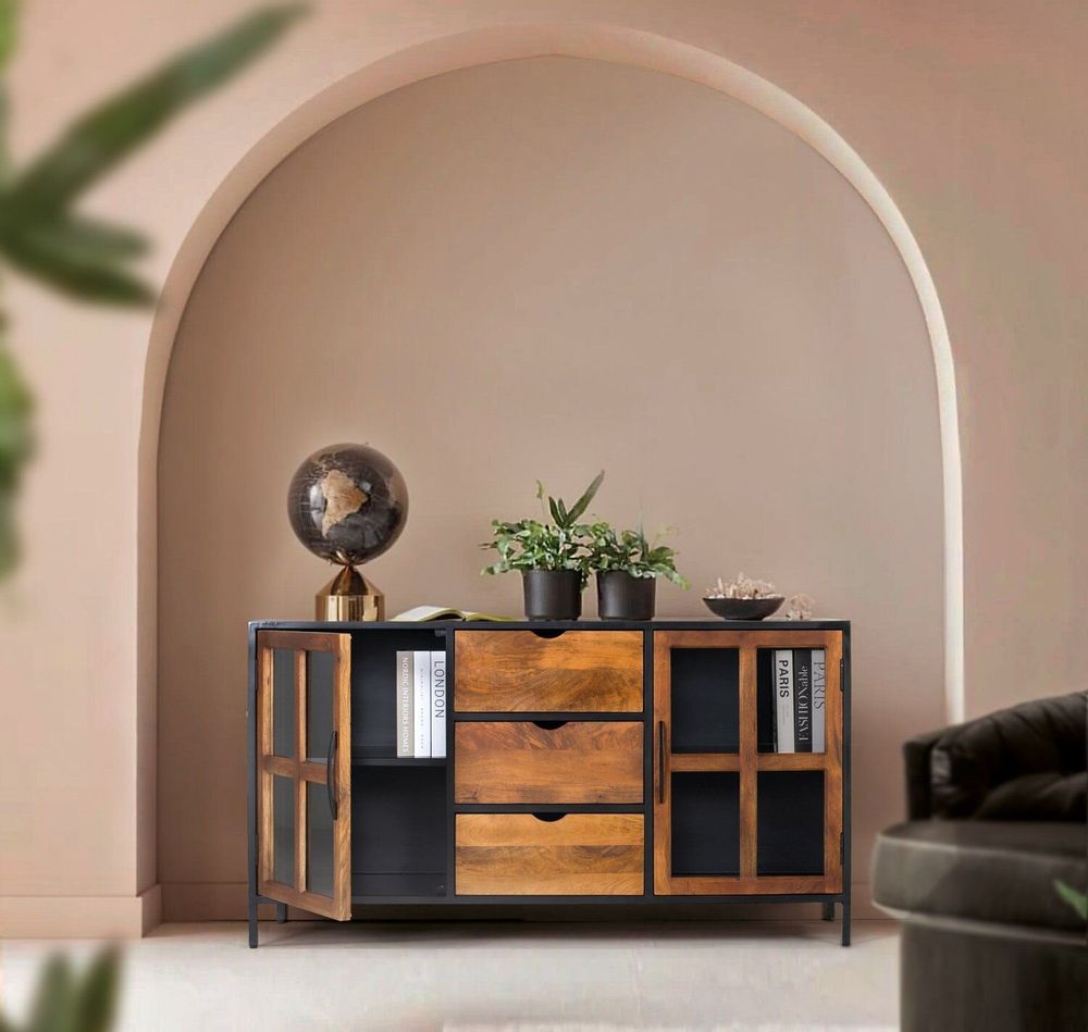 Buffets - Buffet avec 3 tiroirs et 2 portes avec portes vitrées - GINER Y COLOMER