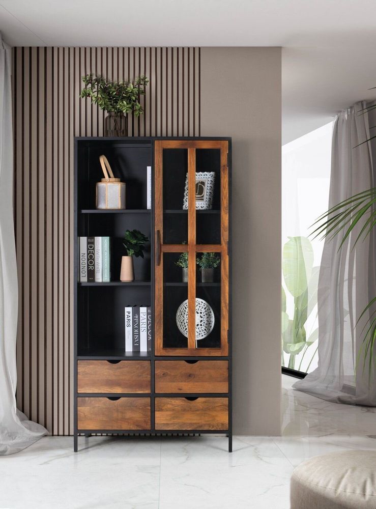 Sideboards - Showcase with 4 drawers and a glass door with metal structure - GINER Y COLOMER