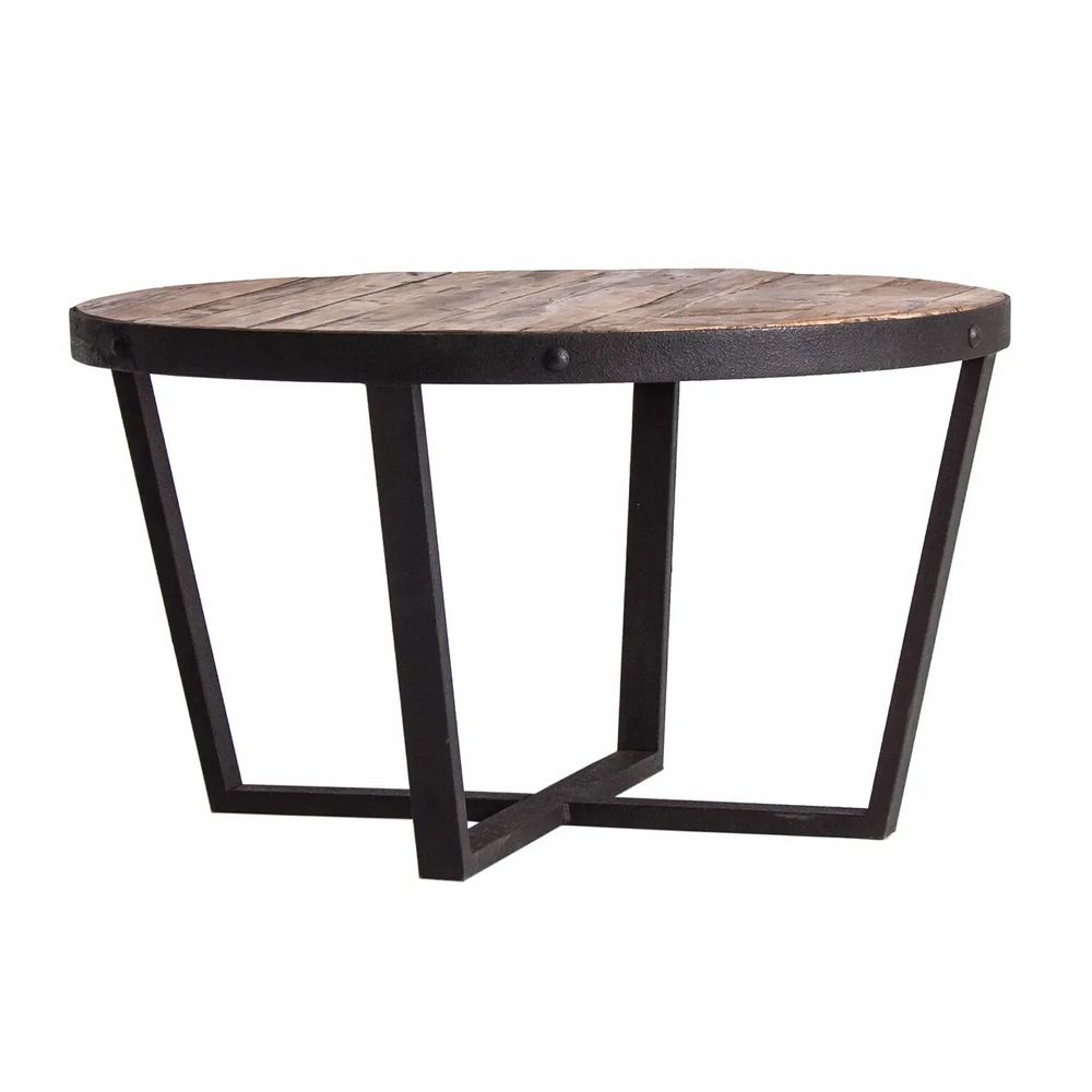Tables basses - Table basse en bois de pin recyclé couleur marron vieilli en 80x - VICAL