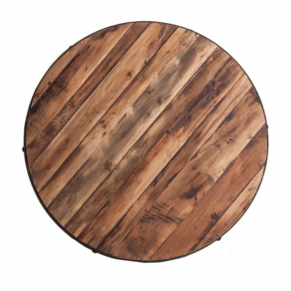 Tables basses - Table basse en bois de pin recyclé couleur marron vieilli en 80x - VICAL