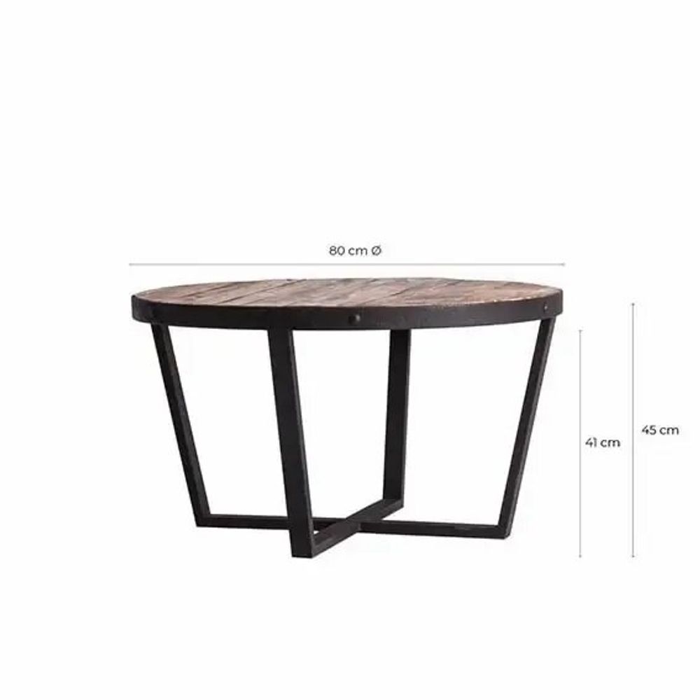 Tables basses - Table basse en bois de pin recyclé couleur marron vieilli en 80x - VICAL
