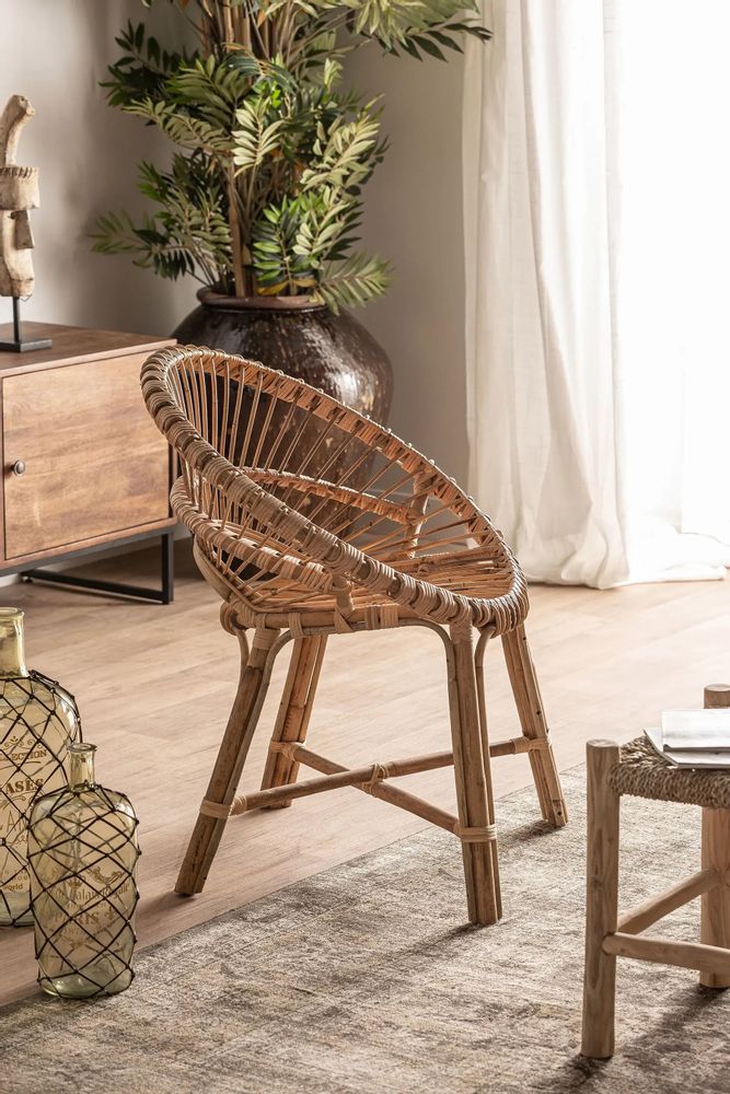 Fauteuils - Fauteuil en rotin couleur marron cassé en 74x61x85 cm - VICAL