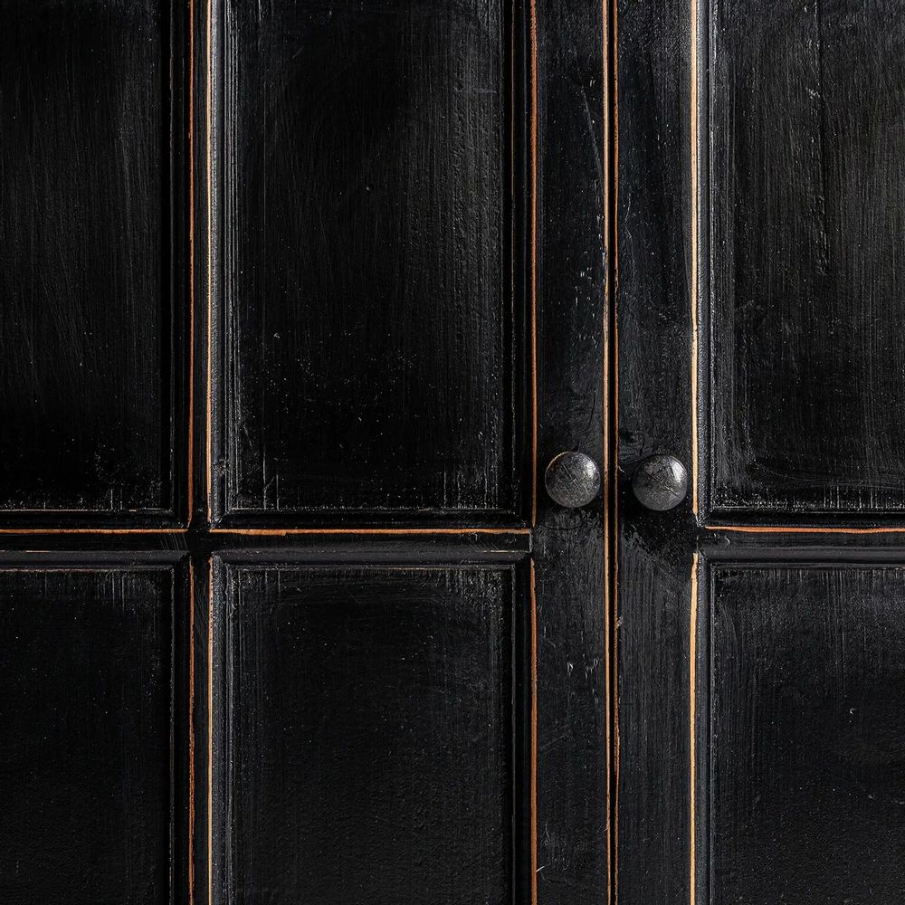 Bibliothèques - Vitrine en bois d'orme couleur noir cassé de 90x45x211 cm - VICAL