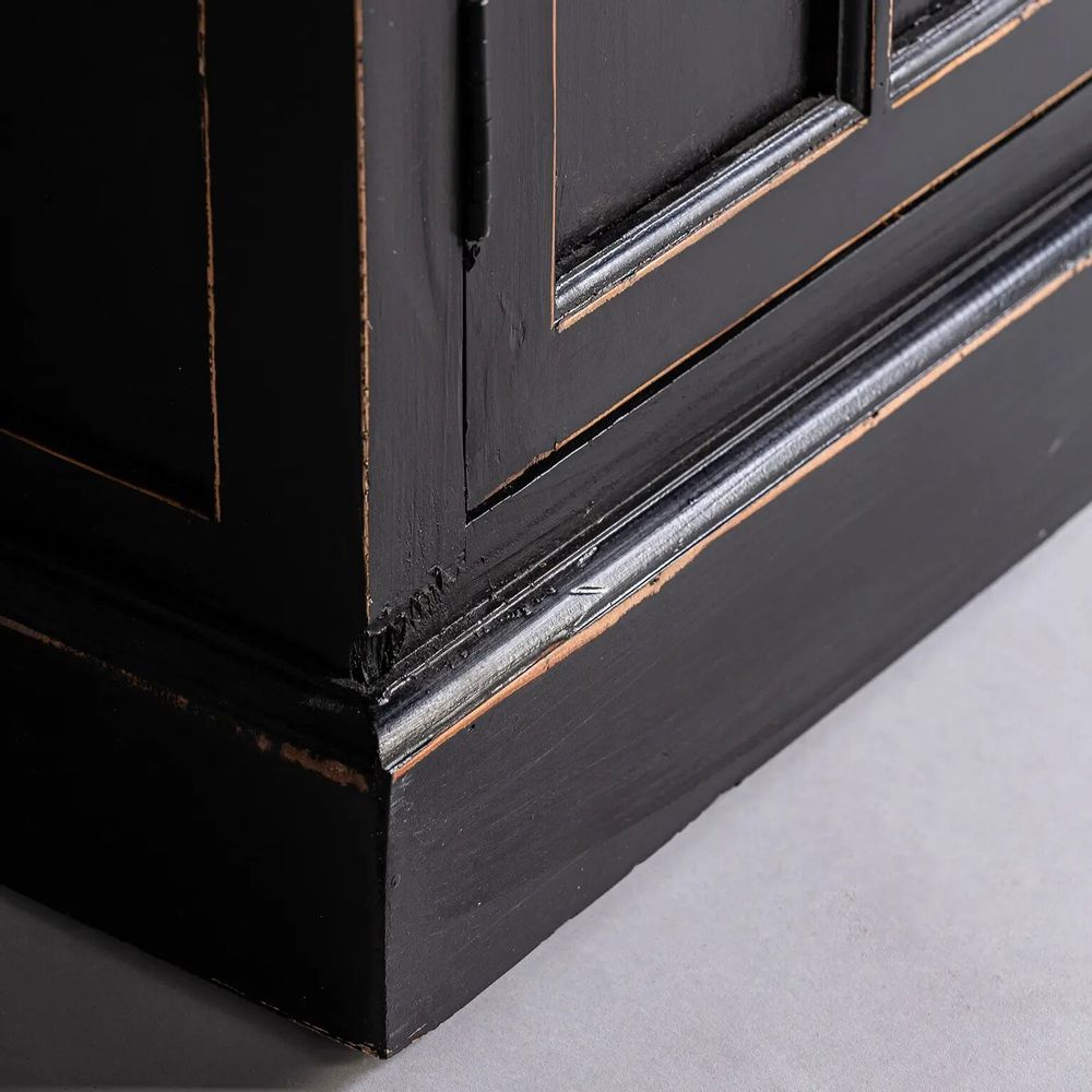 Bibliothèques - Vitrine en bois d'orme couleur noir cassé de 90x45x211 cm - VICAL
