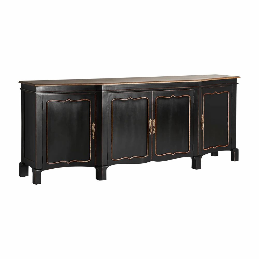 Buffets - Buffet en bois de manguier couleur noir cassé en 220x50x87 cm - VICAL