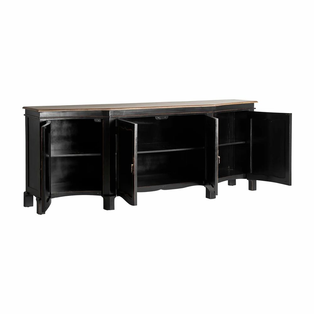 Buffets - Buffet en bois de manguier couleur noir cassé en 220x50x87 cm - VICAL