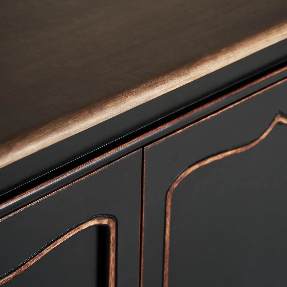 Buffets - Buffet en bois de manguier couleur noir cassé en 220x50x87 cm - VICAL