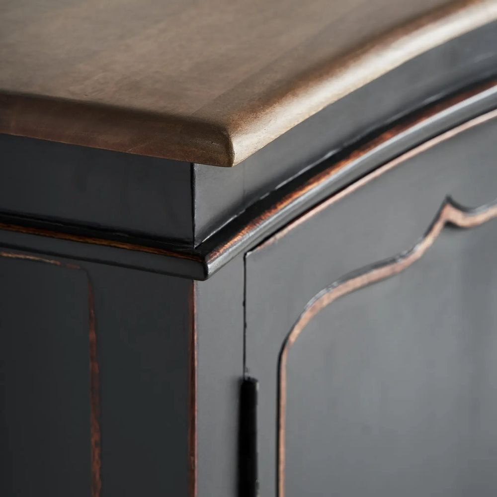 Buffets - Buffet en bois de manguier couleur noir cassé en 220x50x87 cm - VICAL