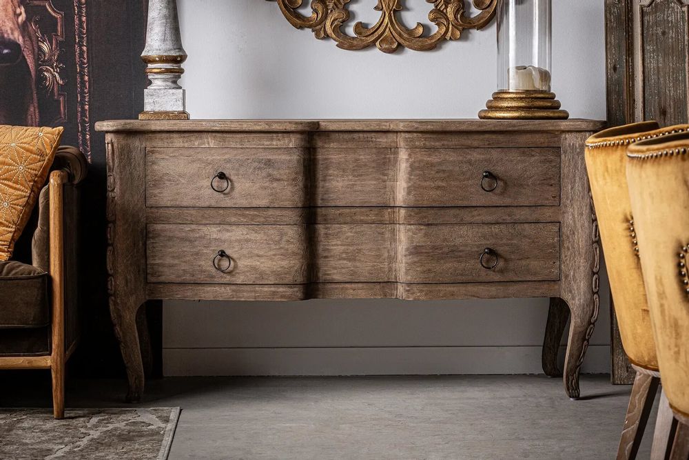 Chiffonniers - Commode en bois de manguier couleur marron cassé de 154x55x85 cm - VICAL