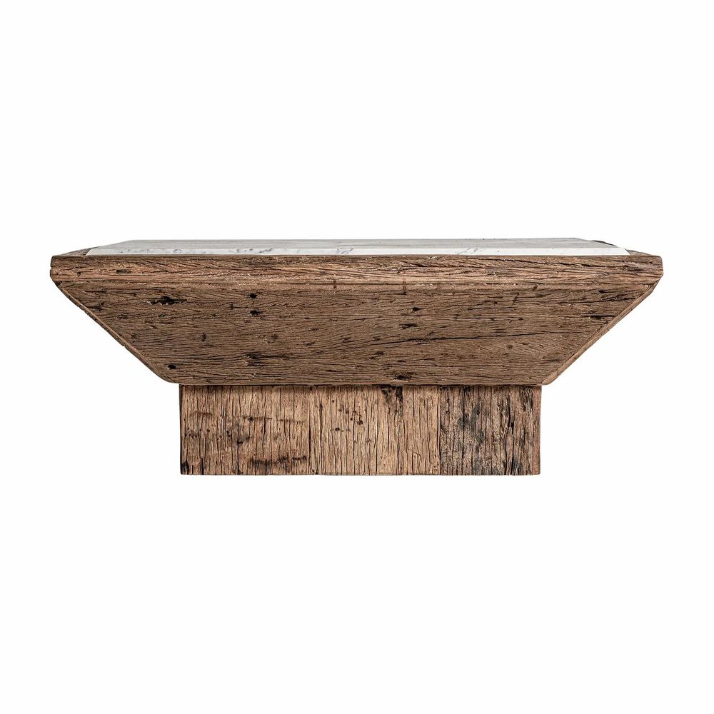 Coffee tables - Coffee table in recycled pine wood off brown distressed colour in 100 - VICAL