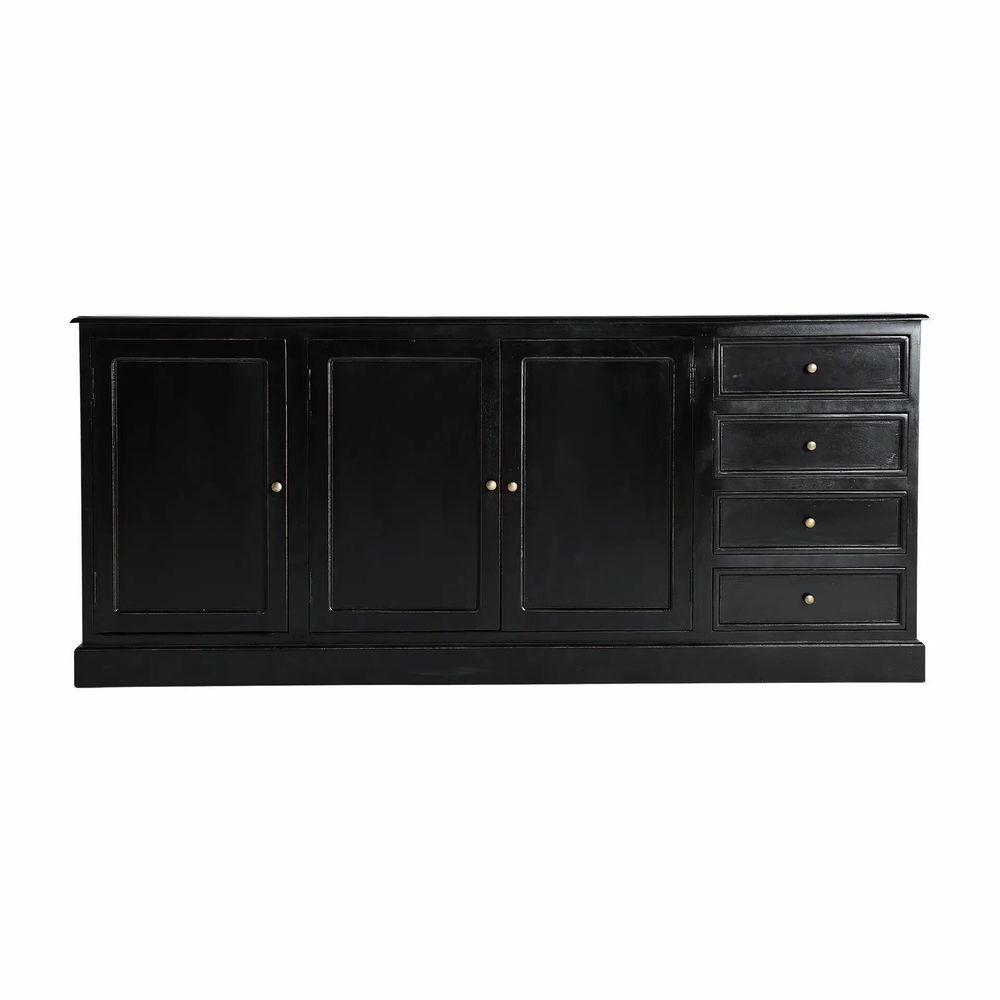 Sideboards - Sideboard in mango wood off black colour in 212x40x92 cm - VICAL