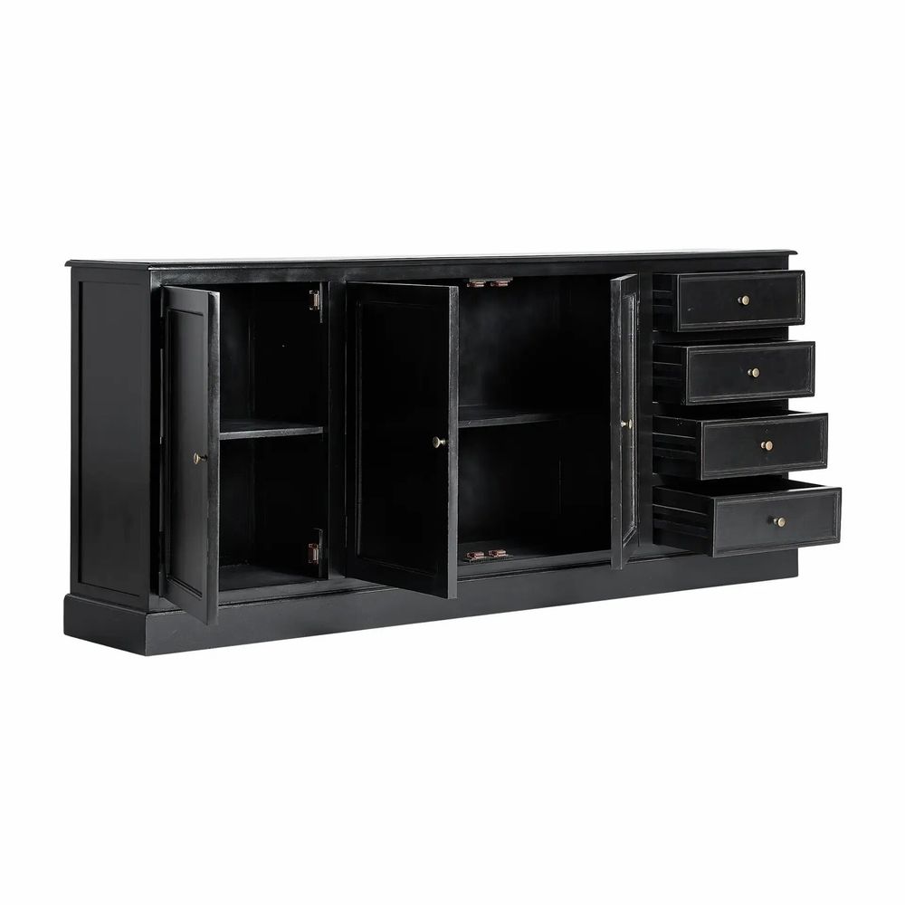 Sideboards - Sideboard in mango wood off black colour in 212x40x92 cm - VICAL
