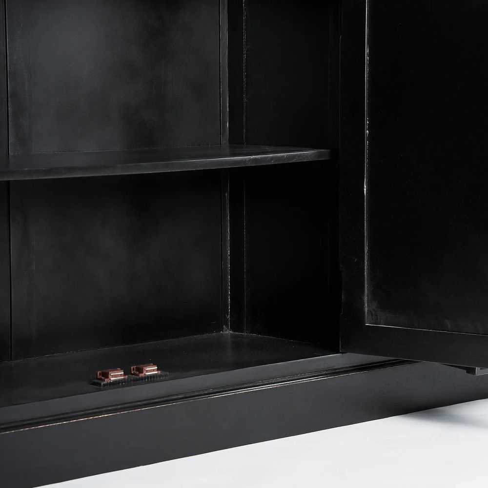 Sideboards - Sideboard in mango wood off black colour in 212x40x92 cm - VICAL