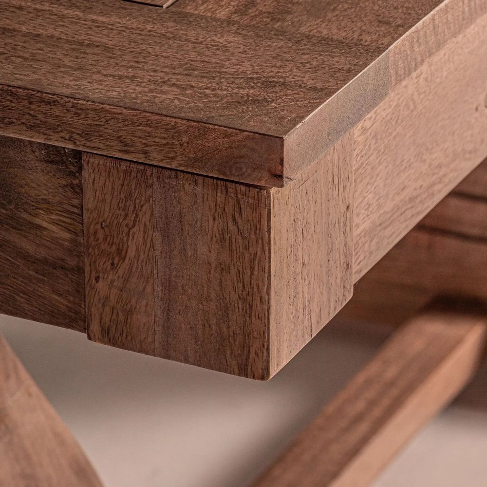 Tables Salle à Manger - Table à manger en bois de manguier couleur marron cassé en 200x100x79 cm - VICAL