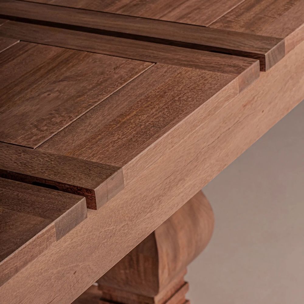 Tables Salle à Manger - Table à manger en bois de manguier couleur marron cassé en 200x100x79 cm - VICAL