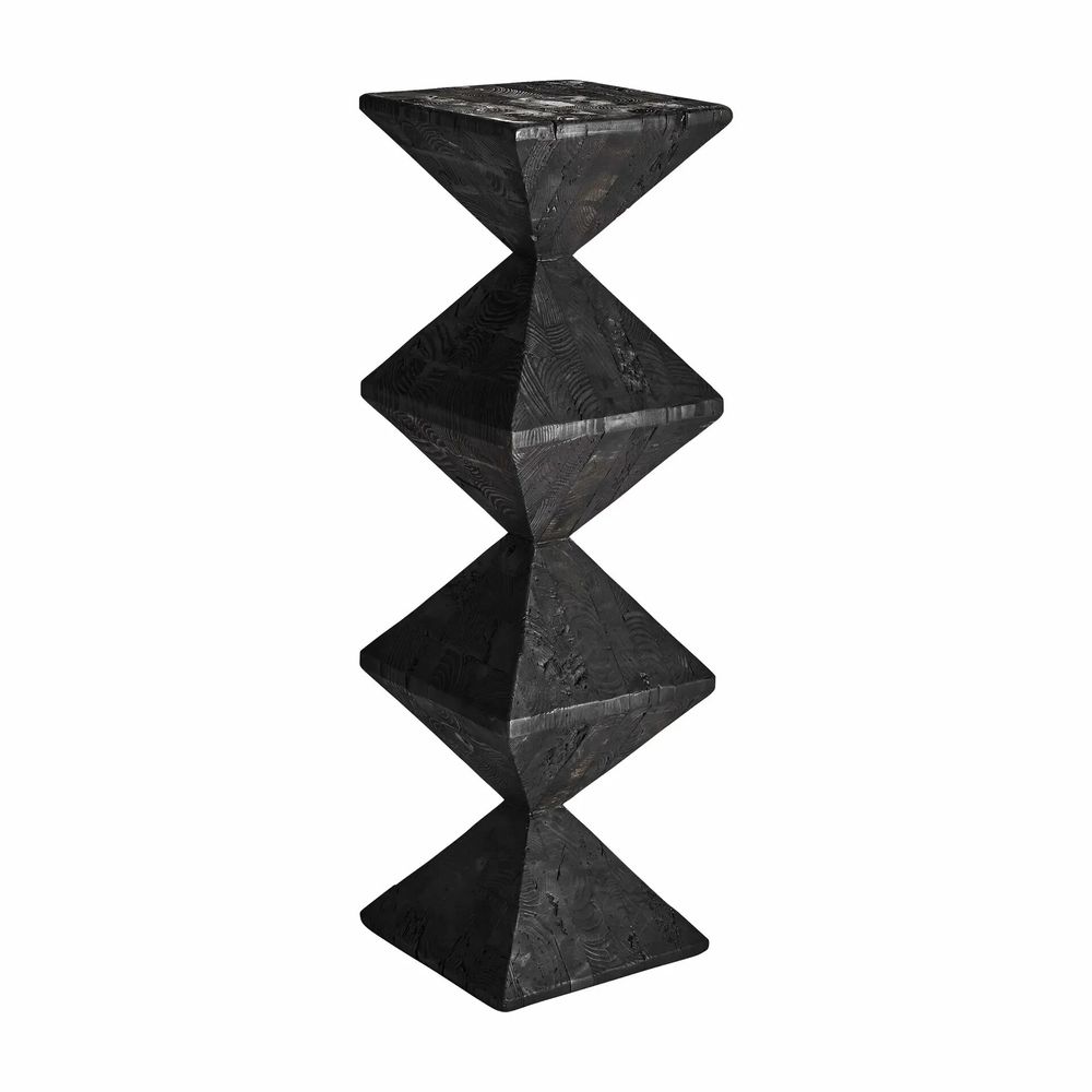 Other tables - Pedestal in recycled pine wood off black colour in 34x34x116 cm - VICAL