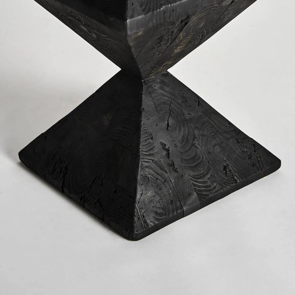 Other tables - Pedestal in recycled pine wood off black colour in 34x34x116 cm - VICAL