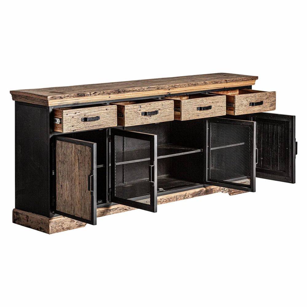 Buffets - Buffet en fer couleur noir cassé de 200x47x91 cm - VICAL
