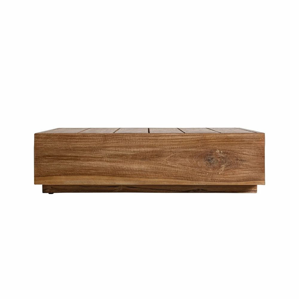 Coffee tables - Coffee table in railway wood off brown natural colour in 80x80x25 cm - VICAL
