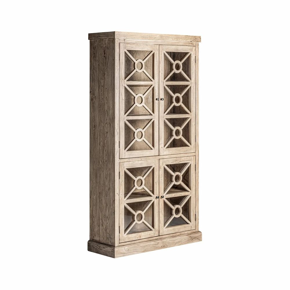 Bibliothèques - Vitrine en bois d'orme couleur marron cassé de 112x41x205 cm - VICAL