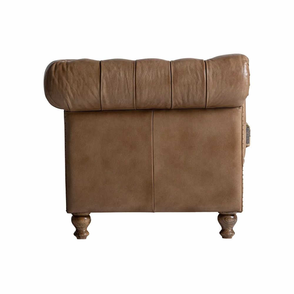 Canapés - Canapé en cuir couleur camel 215x82x74 cm - VICAL