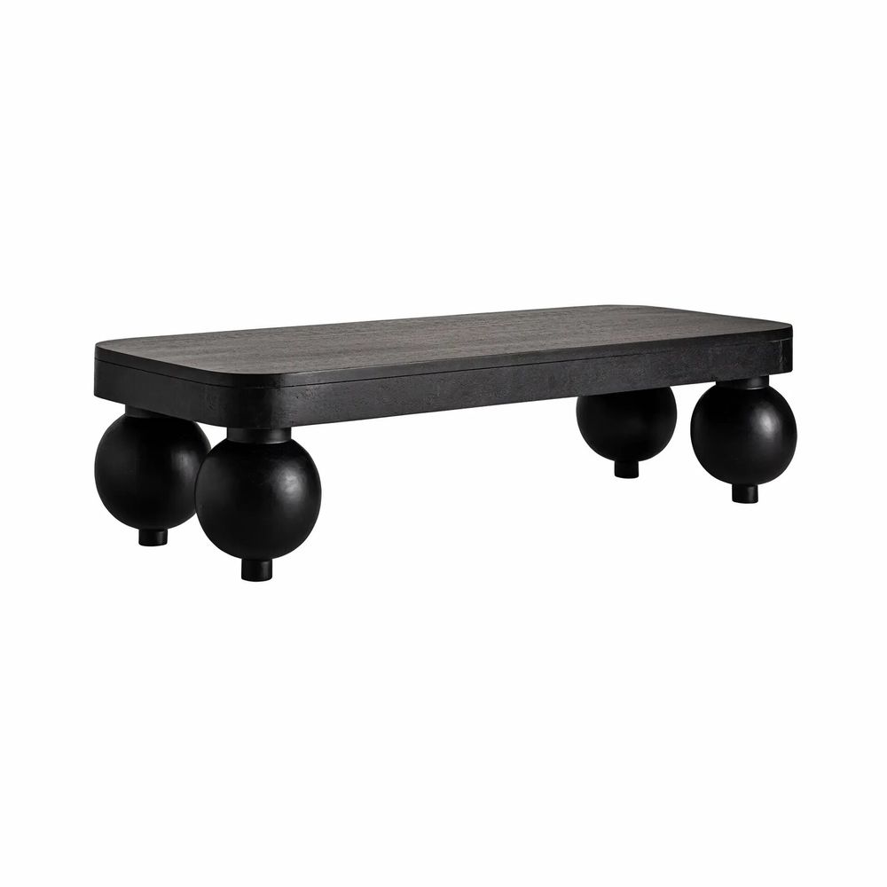 Coffee tables - Coffee table in mango wood off black colour in 150x60x40 cm - VICAL
