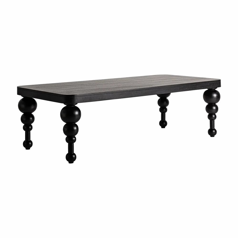 Dining Tables - Dining table in mango wood off black colour in 255x120x79 cm - VICAL