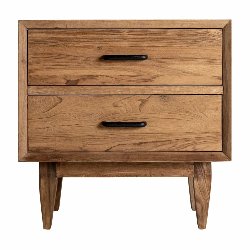 Night tables - Cotard brown reclaimed wood bedside table 61x40x61 cm - VICAL