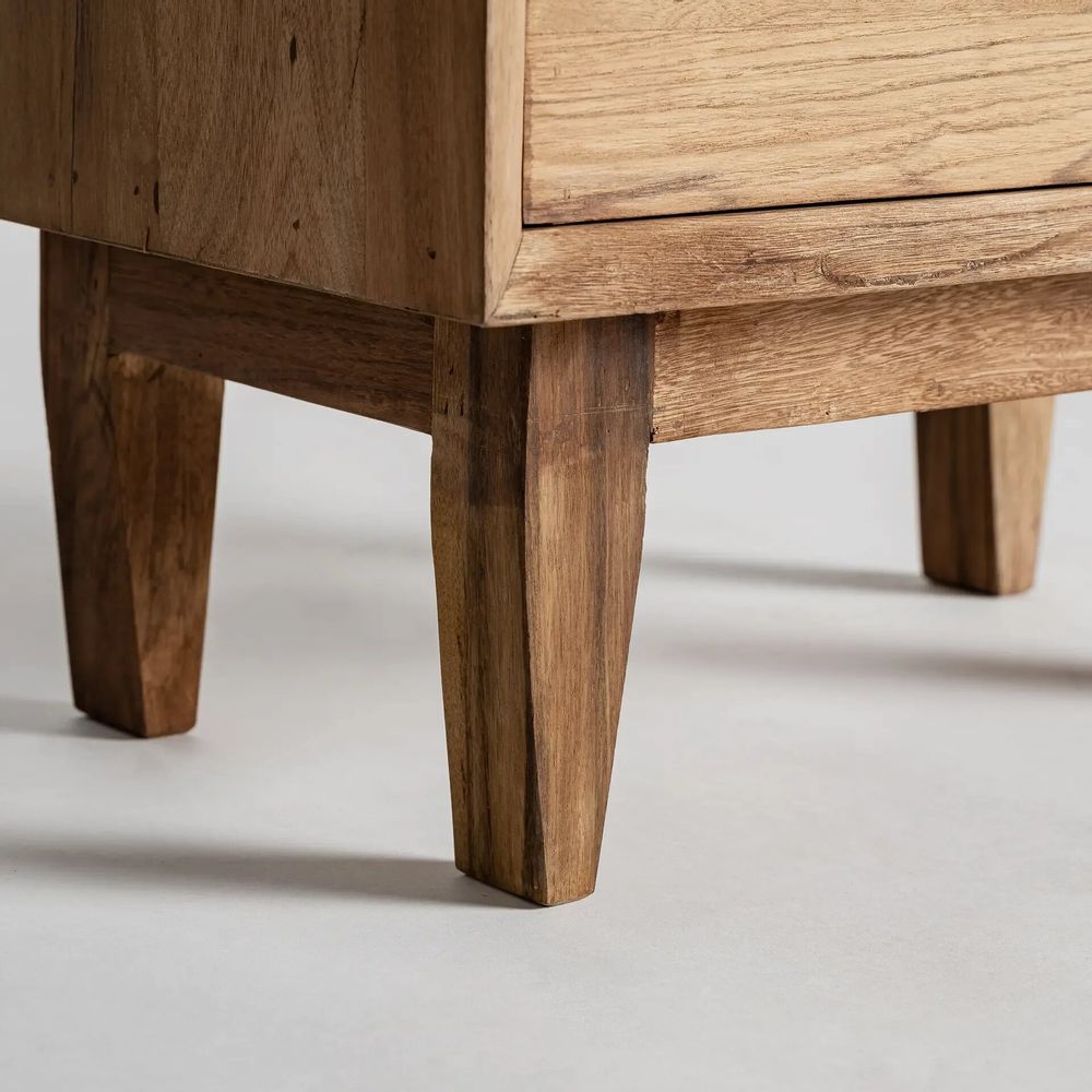 Night tables - Cotard brown reclaimed wood bedside table 61x40x61 cm - VICAL