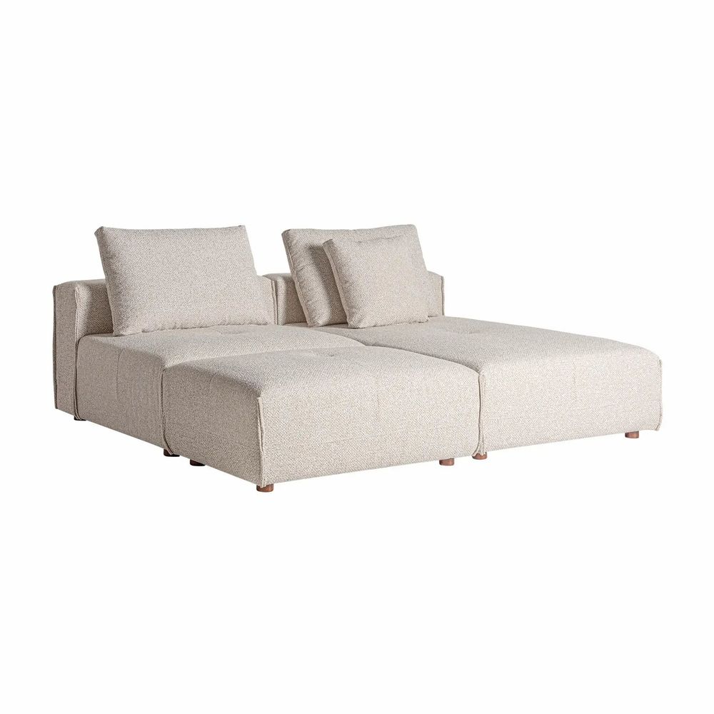Footrests - Sofa module footrest in polyester off cream colour in 101x66x41 cm - VICAL