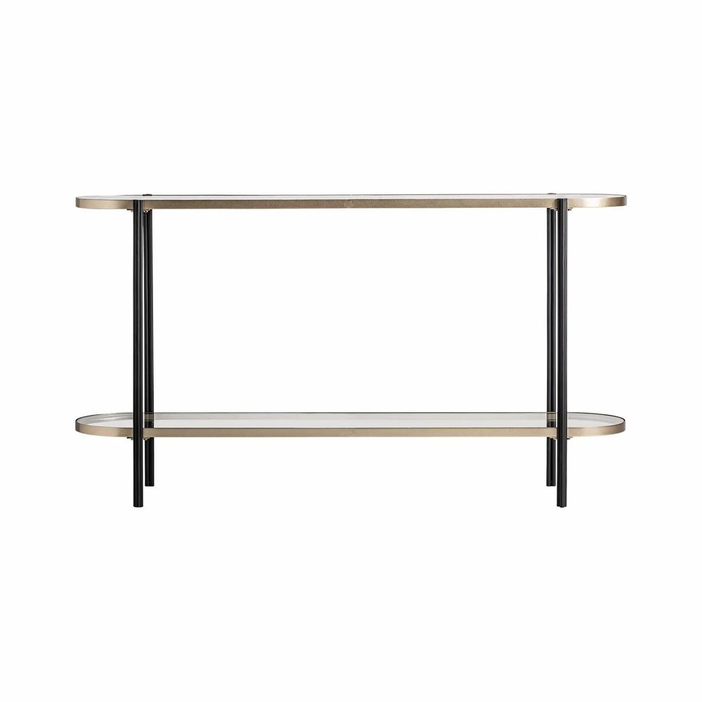 Console table - Console table in iron off black/gold colour in 150x36x82 cm - VICAL