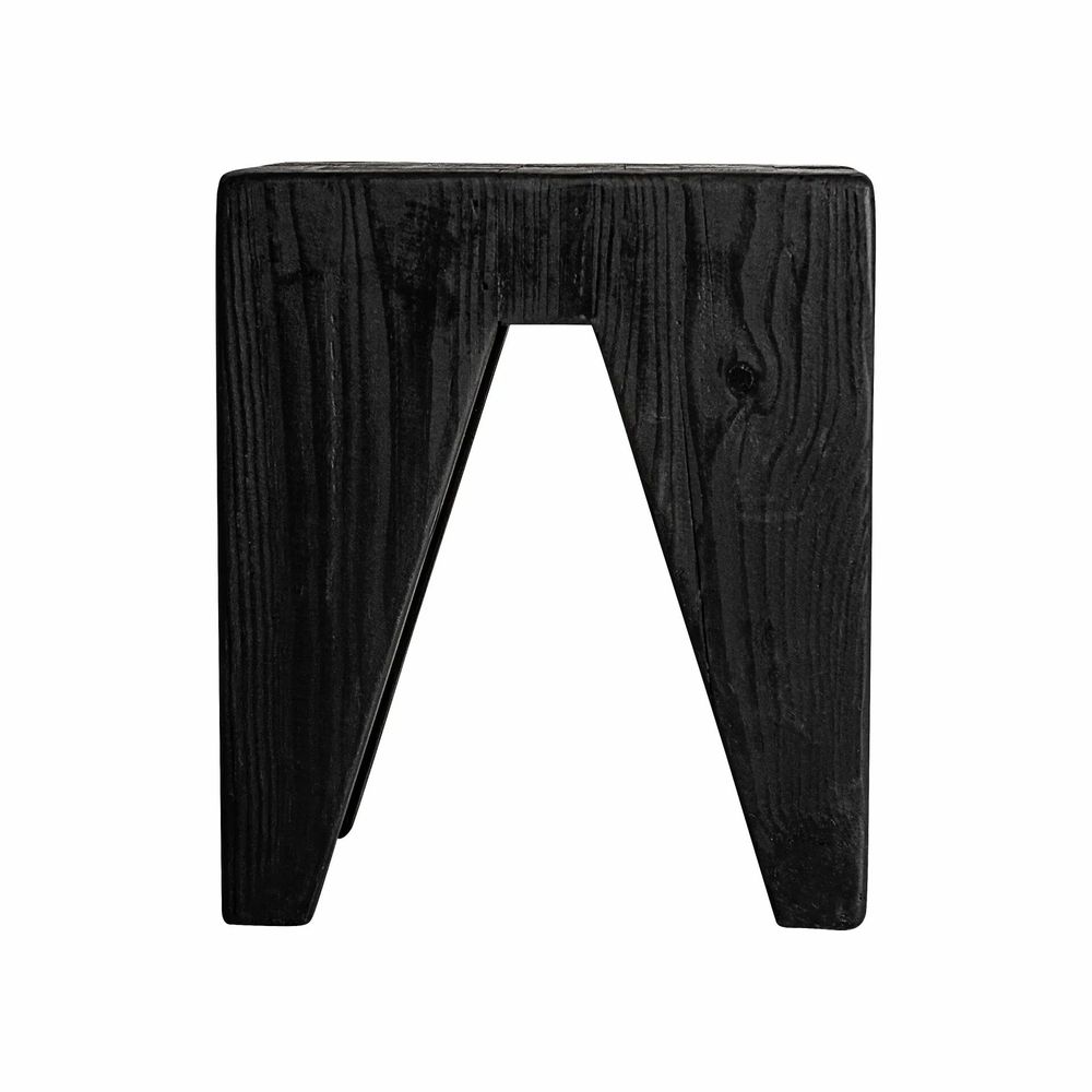Tabourets - Tabouret en bois de pin recyclé couleur noir cassé en 35x35x40 cm - VICAL