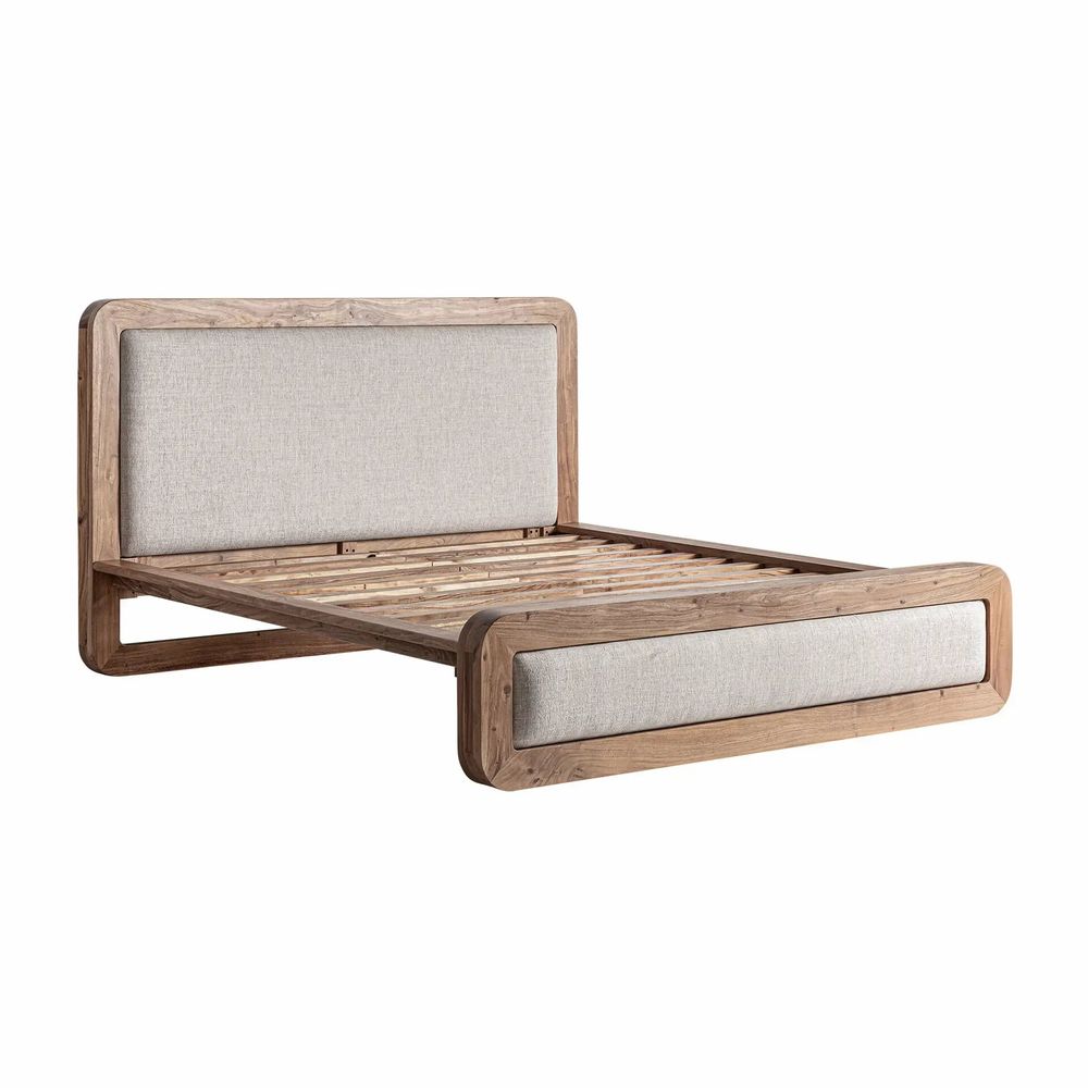 Lits - Lit en bois d'acacia couleur marron cassé en 200x180x122 cm - VICAL