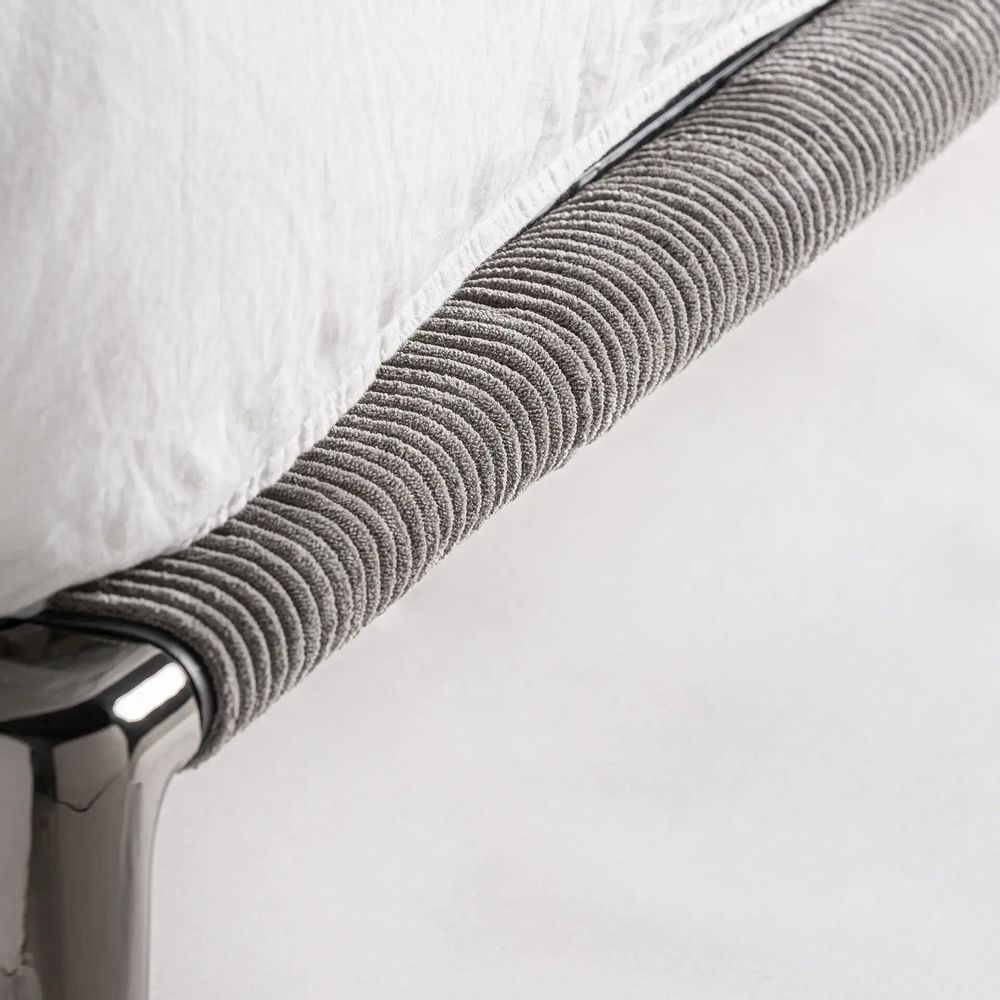 Beds - Bed in fabric off grey dark colour in 227x186x102 cm - VICAL
