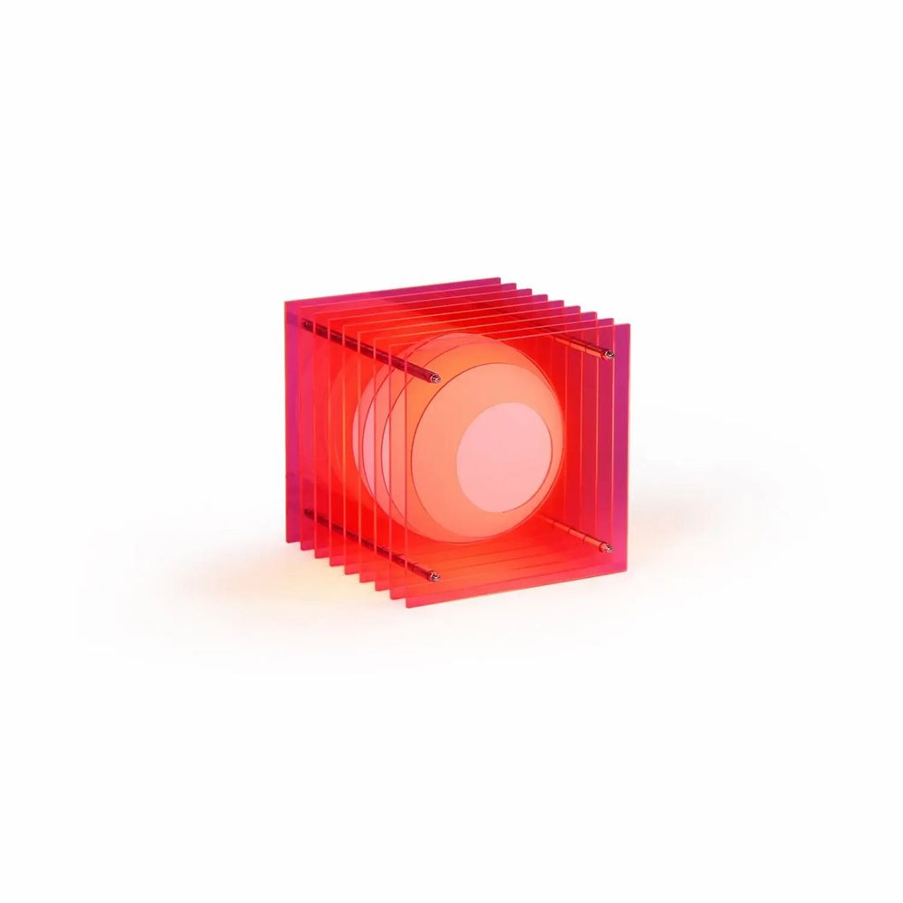 Desk lamps - LOP lamp small square in electric pink acrylic - BANG