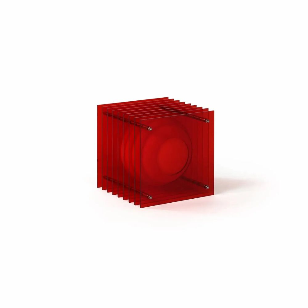 Lampes de bureau - Lampe LOP petite carrée en acrylique rouge - BANG