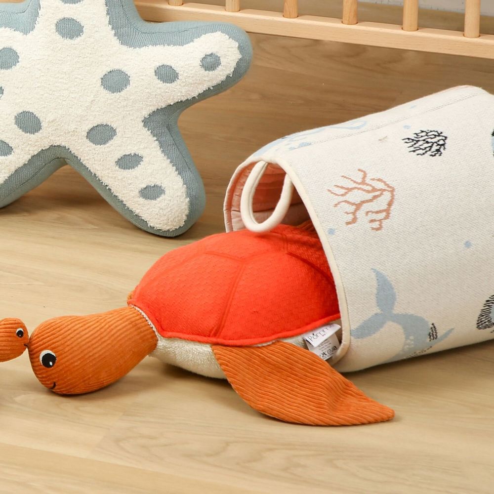 Accessoires enfants - Grand Panier de Rangement - Décor Marin - Coton Bio - POMME